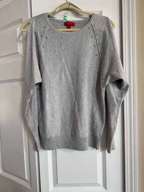 Jennifer Lopez Light Gray Stud-Detail Women's Sweater